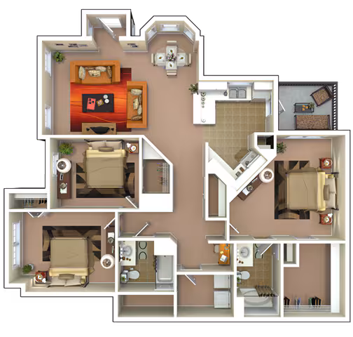 3 Beds • 2 Bath 0705 floor plan